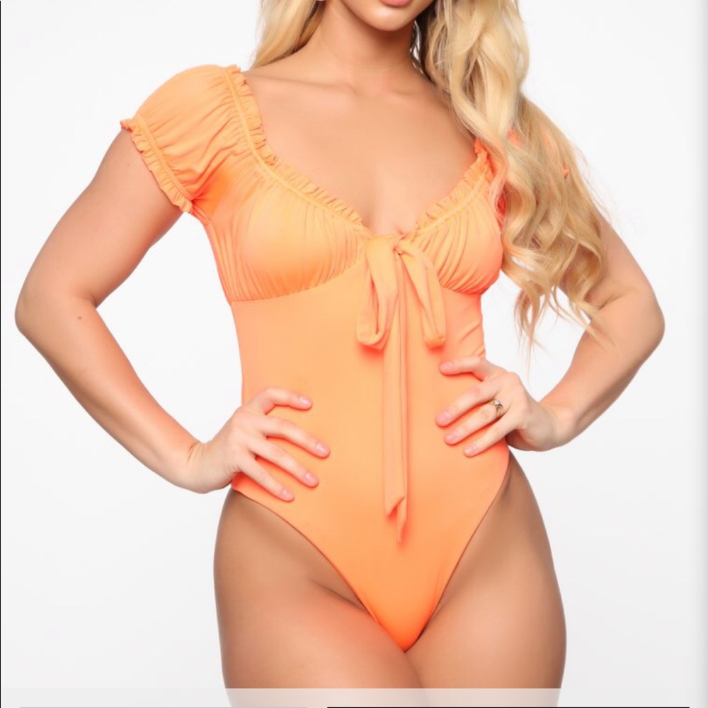 Neon orange bodysuit